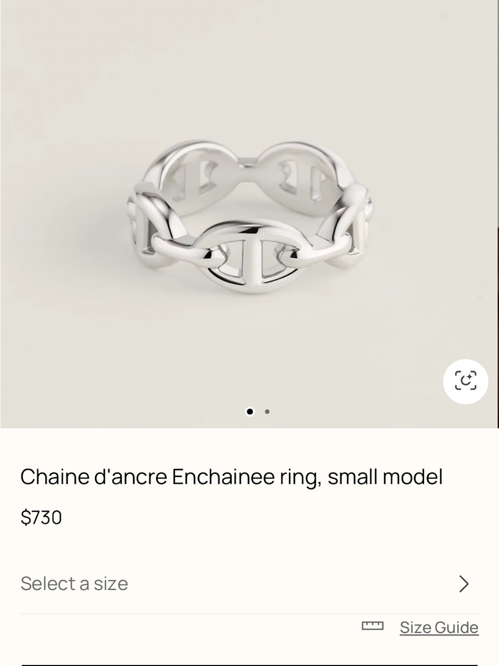 Authentic Hermès Chaîne d’Ancre Enchaînée Ring — Small Model